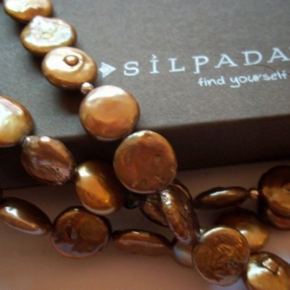 Elegant & Chic!Silpada Gold and Brown Multi-Strand Necklace with Lustrous Pearls - Picture 3 of 5